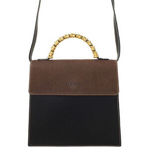 Loewe Velazquez 2way Leather twist Handle Handbag Brown